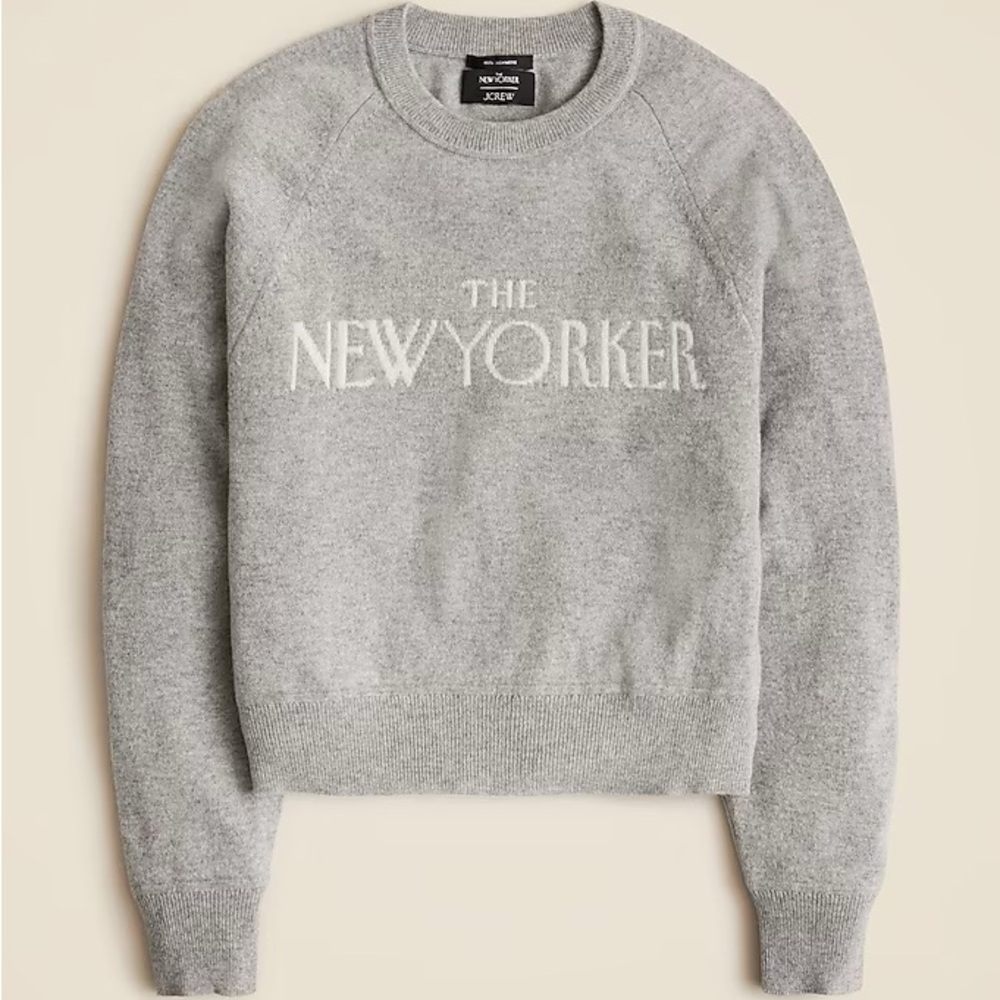 The New Yorker X J.Crew cashmere crewneck sweater NWT